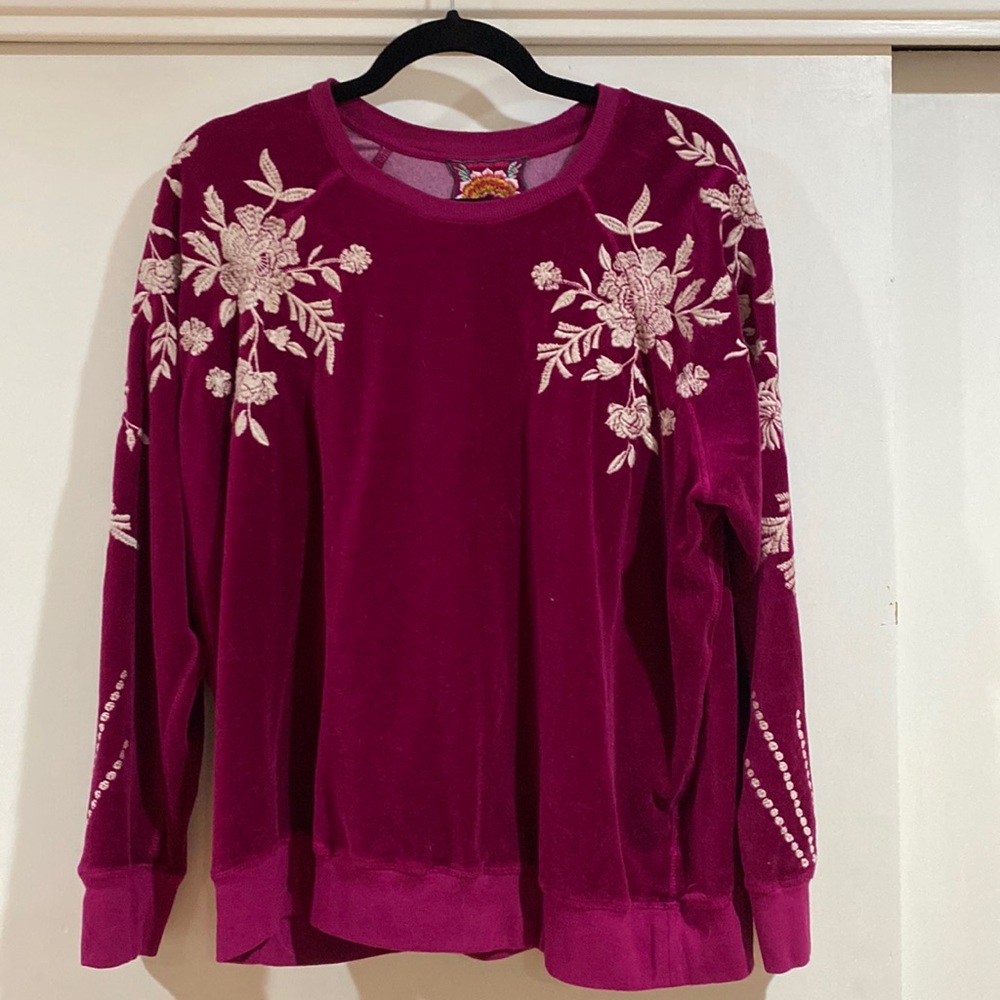Johnny Was Leona Relaxed Velour Raglan Sweatshirt